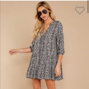 Tiered Snake Print Dress with Buttons